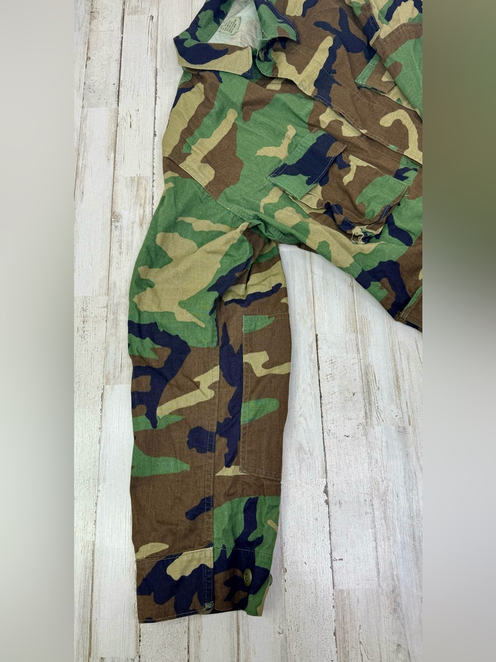 Vintage US Military Shirt Mens Large Camo Cargo Woodland Combat Shacket - Picture 10 of 14